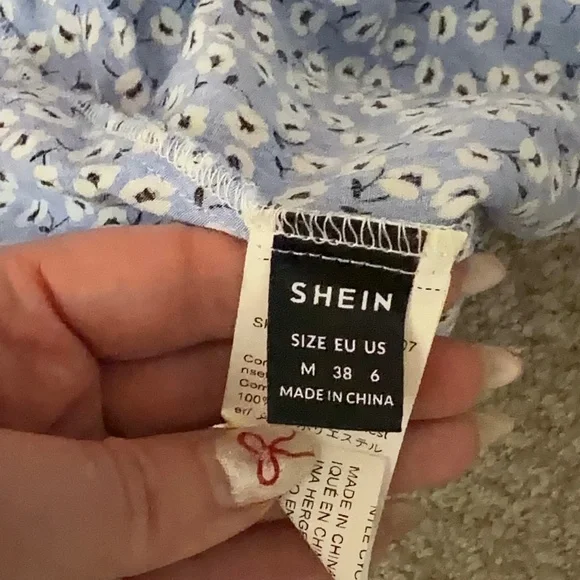 ✨4 for $15✨ Ditsy blue white Floral Split Thigh Skirt Midi Vacation Beach spring - Picture 5 of 6